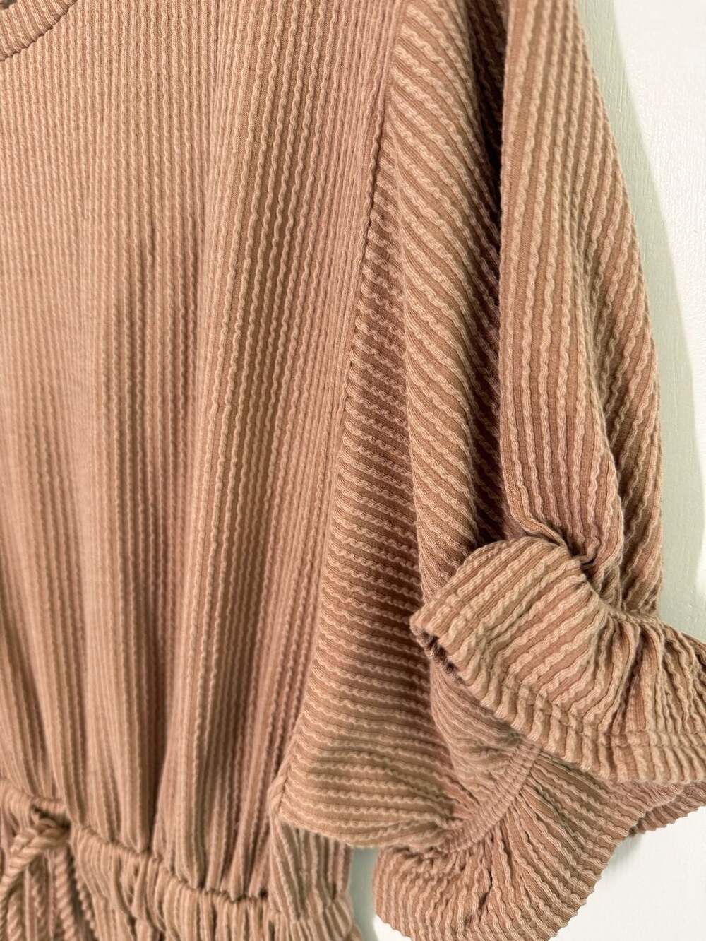 The Nest Jumpsuit Size S Ribbed Ruffle Sleeve Drawstring - Picture 3 of 11